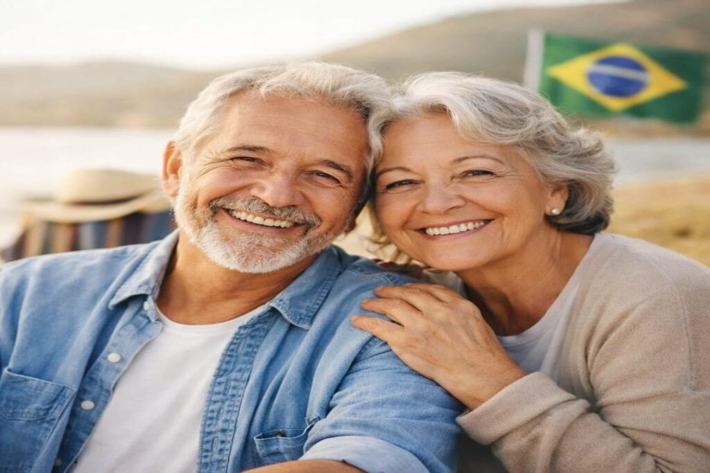 aposentadoria por idade inss casal de idosos feliz